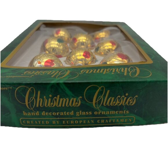 8 Vtg Commodore Christmas Classics Hand Decorated Glass Ornaments Romania Mini - Picture 5 of 9